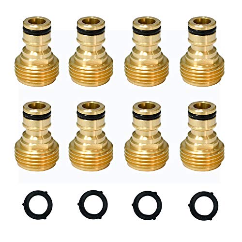 HQMPC Garden Hose Quick Connector 3/4 inch GHT Brass Easy Connect Fitting Male