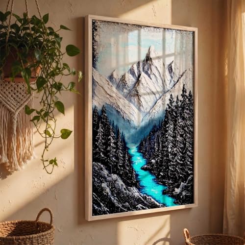 Image of kotart Mountain view Wall Art Home Decoration | Aesthetic Floral Paintings With Frame For Living Room Bed Room Hotel Wall Decor Digital Reprint (19x25 inch)