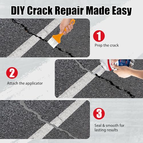 Image of Cement Crack Sealant, Concrete Crack Filler, Flexible & Weather-Resistant Caulking Glue, Waterproof Concrete Repair for Driveways, Sidewalks, Walls, and Foundations (8 Pack)