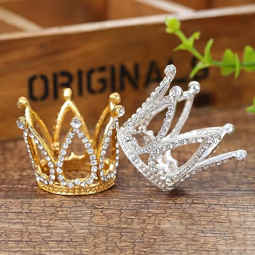 3 Stück Crown Cake Topper,Kleine Krone,Mini Krone Deko,Krone Tortenaufsatz,für Geburtstag, Hochzeit, Party und Baby Dusche für Kinder und Erwachsene, 4,2x3,4cm