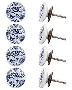 The Himalaya Craft Ceramic Beautiful Knobs for Cabinets and Cupboards Drawer Pulls Pack of 8 (Standard Size, Blue Color) (Blue Pottery)