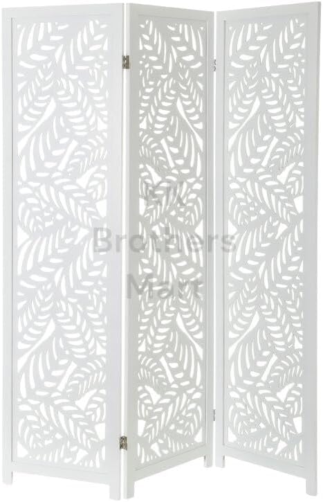 KK Brothers Mart Wooden Room Partition for Living Room | Room Wall Divider | Hall Partition Furniture - 3 Panel (White)