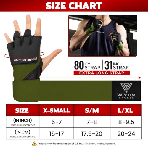 Image of WYOX Boxing Wraps MMA Gloves Inner Boxing Gloves for Women & Men - EZ-Off & On - Thick Knuckle Padding - Breathable Fabric