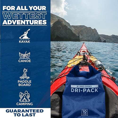 Bolsa seca impermeable Zero Grid con cierre enrollable flotante, mantiene secos 20 litros para mochilero, kayak, camping, pesca y senderismo, material resistente 500D miniatura 2