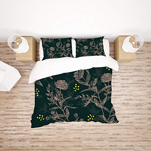 Parure de lit polyester vert foncé CHEHONG linge de lit simple à fleurs