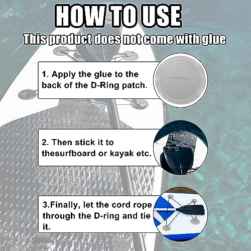 X AUTOHAUX 4pcs 11cm Gray D Ring Patch Pad PVC Stainless Steel for Surfboard, Grey - Image 3