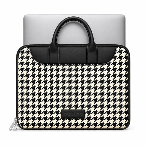 Image of Tabelito Designer Printed Laptop Sleeve for Women (13-15.6 Inch) | Jute & Vegan Leather Office Handbag | Lightweight Stylish Work Bag with Handle