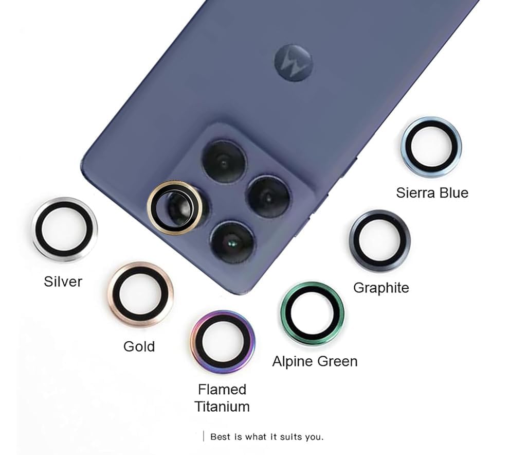 Image of FabeKee Tempered Glass Camera Lens Protector For Motorola Edge 70 9H Hardness, Full Coverage Anti Scratch Camera Metal Ring Gold