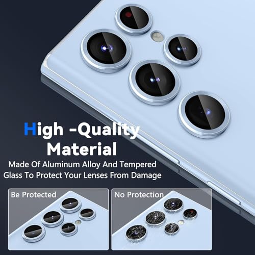 Image of PACK OF 2 Camera Lens Protector for SAMSUNG GALAXY S25 ULTRA TITANIUM BLUE HD Clear Camera Lens, Case Friendly, Scratch Resistant Lens Cover, Full Coverage Camera Guard, Heavy Duty Camera Protector SET OF 2