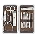 Nail Clipper Travel Set, 12 in 1 Stainless Steel Professional Nail Cutter Manicure Pedicure & Grooming Kits with Leather Case