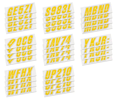 Image of STIFFIE Techtron Yellow /Silver 3 inch Boat & PWC Registration Decals • Numbers Letters Stickers
