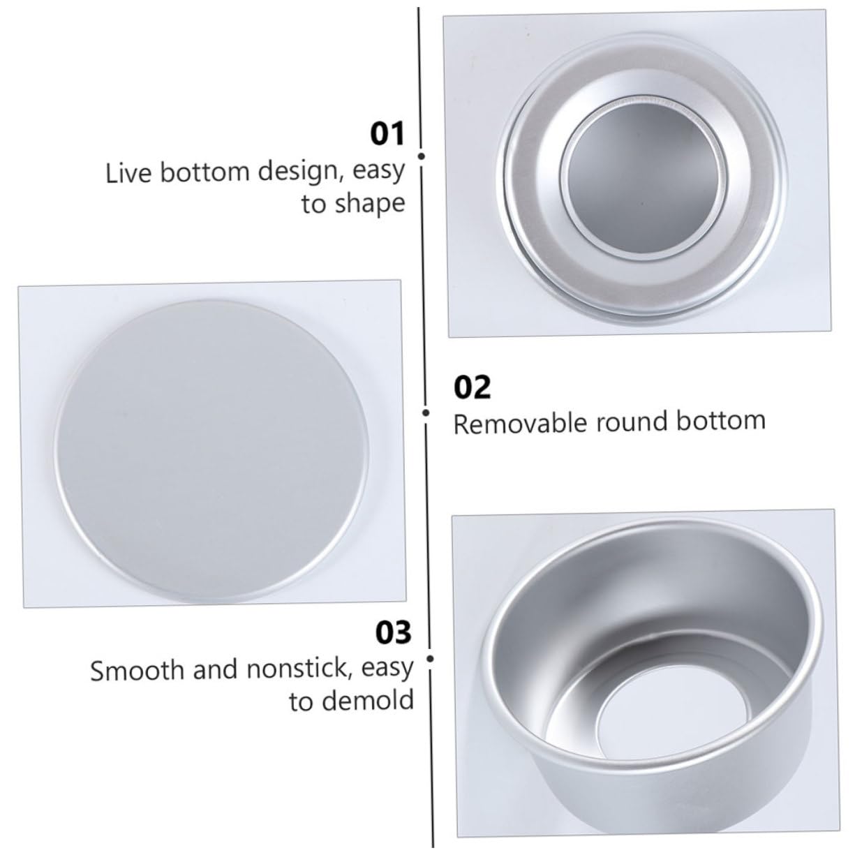 Hohopeti 8 piezas Molde Bizcocho Redondo Anodizado con Fondo Desmontable de Bandeja Antiadherente para Repostería y Pastelería Resistente al Calor y Fácil de Limpiar para Tartaletas y