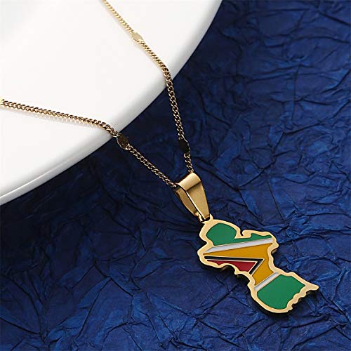 Stainless Steel Guyana Map Flag Pendant Necklace Guayana Charm Jewelry2