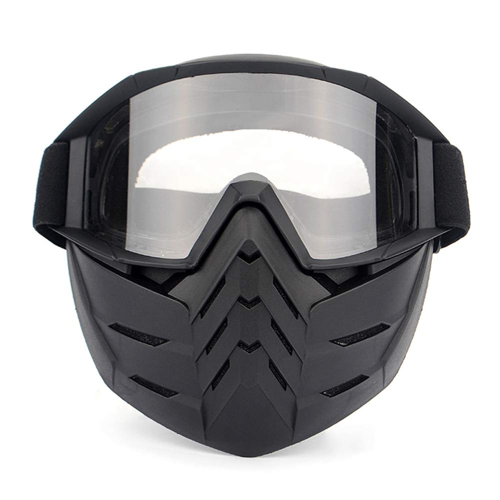 HCMAX Motorcycle Goggles With Detachable Face Mask Helmet Fog-proof Windproof UV Protection Bike ATV MX Glasses for Desert Offroad Riding Racing Fits Men Women - Transparent lens