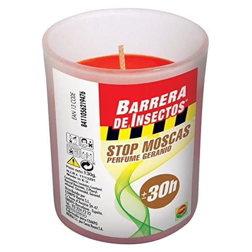 Compo Repelente Barrera de Insectos Vela Stop Moscas, Perfumada, Cristal, Aprox. 30h, 130 g, 8x7x7 cm