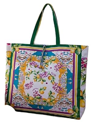 Antica Sartoria - Borsa a tracolla Modamare Shopper estiva foderata | Miro Boho Chic Borsa Donna Casual Leggera Stile Mediterraneo Costa Amalfitana, Limoni 4
