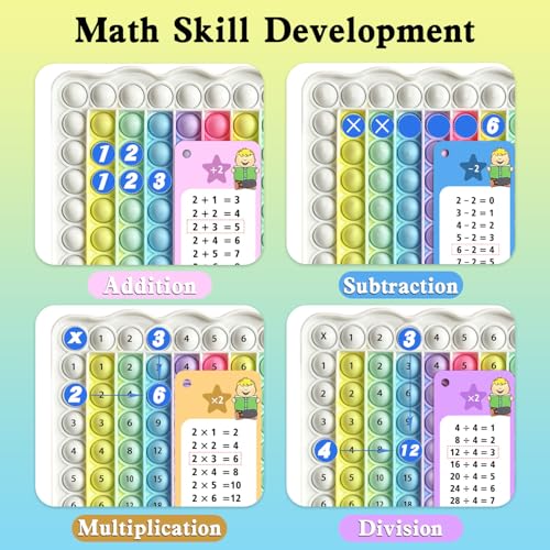 Image of Multiplication Flash Cards + Pop Fidget Multiplication Chart, Times Table Educational Flashcard 3rd Grade, 4th, 5th, 6th Grade, Mint