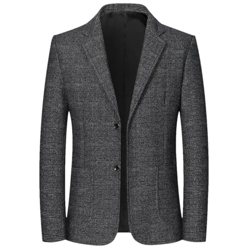 Men's Solid Retro Style Single Breasted Plaid Business Suit Coat