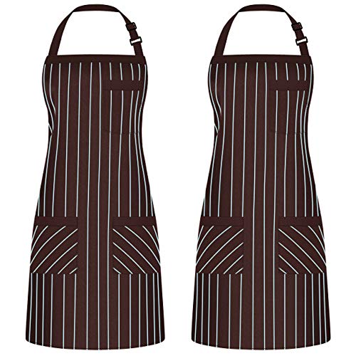 Syntus 2 Pack Adjustable Bib Apron with 3 Pockets Cooking Kitchen Aprons