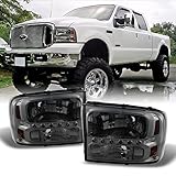 AKKON - For Ford F250/F350 Superduty Excursion OE Replacement Smoke Headlights Driver/Passenger Headlamps Pair