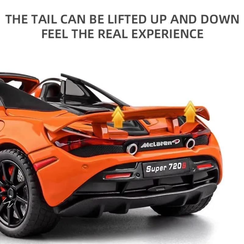 Image of Model 1:24 Mclaren 720 Model Alloy Metal Pull Back Die-cast Car Openable Doors with Sound and Light Vehicle Car Toy for Kids - Multicolor