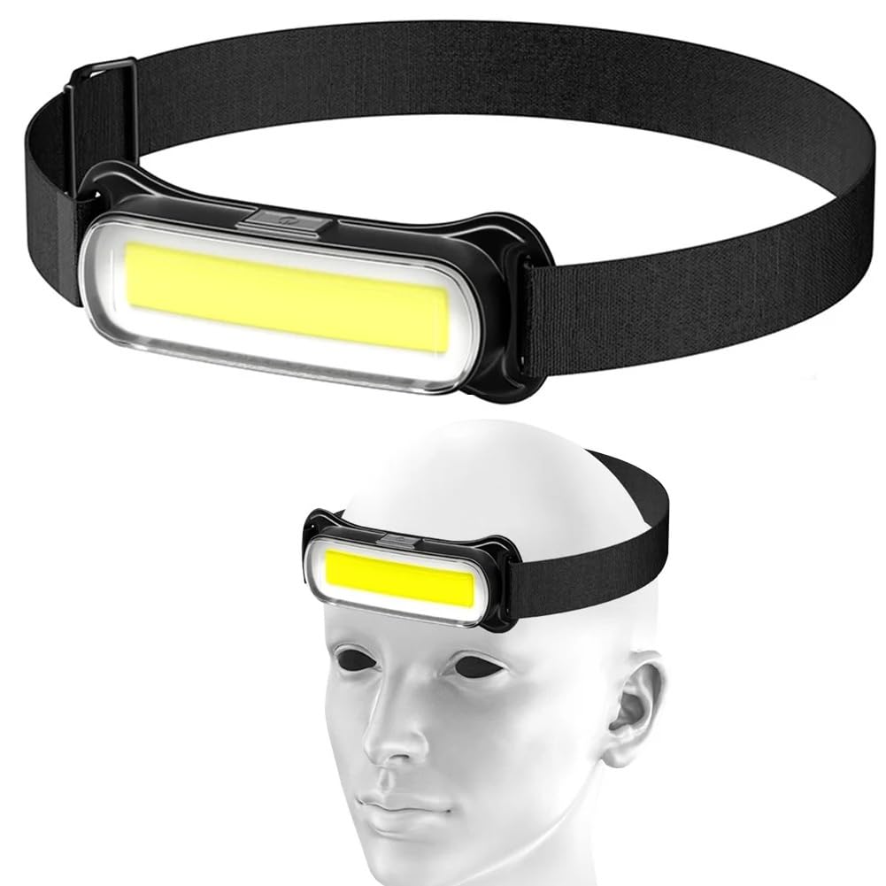 Linist Rechargeable Headlamp Flashlight with 3 Modes – COB LED, Type-C USB Charging, Waterproof Head Torch with Adjustable Headband, Lightweight 350LM Head Light for Camping, Running, Cycling, Hiking