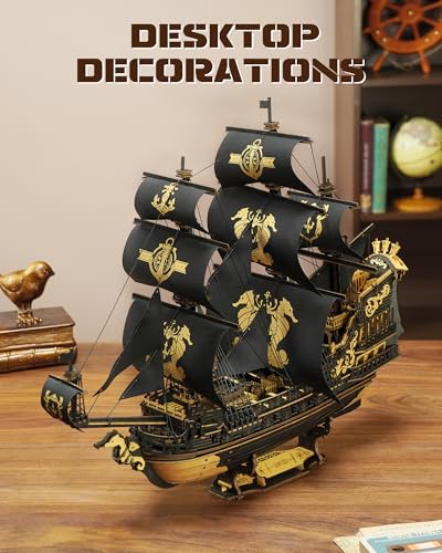 ROKR 3D Wooden Puzzle for Adults Boat Ship Model, DIY Sailboat Mechanical, Model Kits for Adults to Build, Gift for Men,The Seahorse Barque MCB02 - Image 4