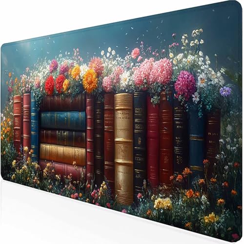 Tappetino Mouse Gaming XXL 800 x 300 x 3mm Mouse Pad con Cuciture Sui Bordi, Mousepad con Base in Gomma Antiscivolo, Accessori Gaming, Mousepad per Ufficio, PC, Laptop, Regalo (Colore Libro) -z1c0977