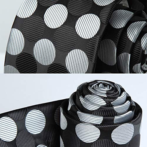Image of HISDERN Mens Ties and Pocket Square Set Business Elegant Ties for Men Classic Lot 3 Pcs Wedding Party Neckties & Handkerchief