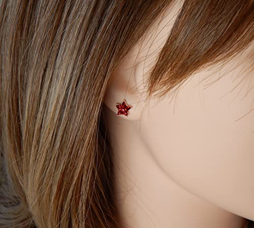 ICYROSE set of 2 pairs 925 Sterling Silver American USA Flag Heart Stud and red & Blue Crystal Star Earrings (Nickel Free)4