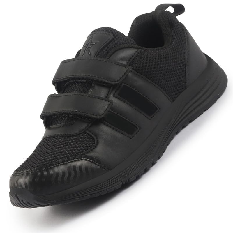 Image of FAUSTO Unisex School Uniform Shoes|Boys & Girls Non Lacing Breathable School Shoes|Hook and Loop Adjustable Fasteners School Shoes for Kids