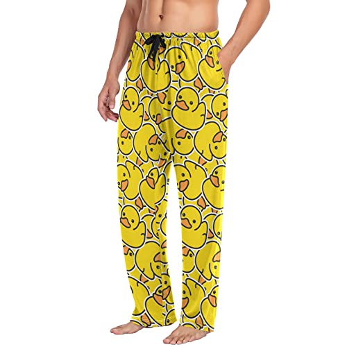 Pantalon de détente homme avec petit canard jaune pour vos dimanches cocooning