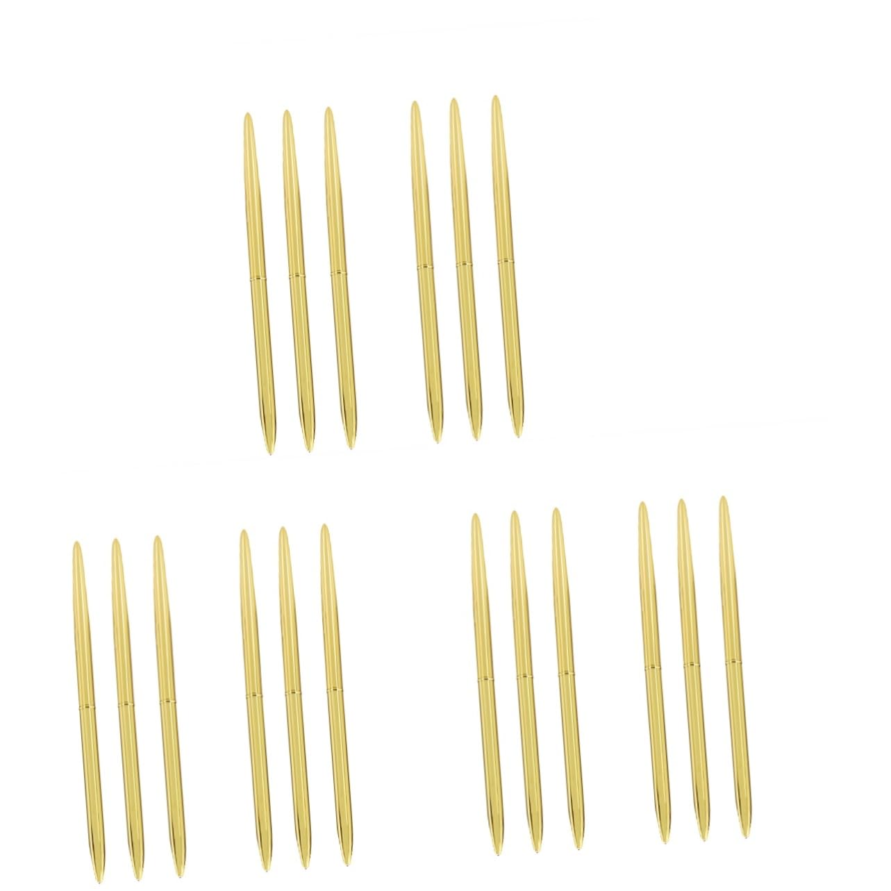NUOBESTY 18piezas Bolígrafo De Metal Cabezas Dobles y Tinta y Elegante Para y Material Escolar Color Dorado