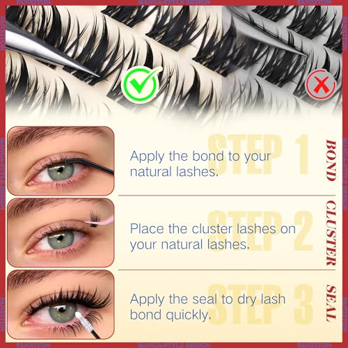 Image of Fairy Lash Clusters with Spikes Eyelash Extensions Wispy Manga Lashes Individual Lashes Extension 8-14mm DIY Soft Eyelash Clusters 144Pcs Lash Clusters Kit DIY at Home by FANXITON