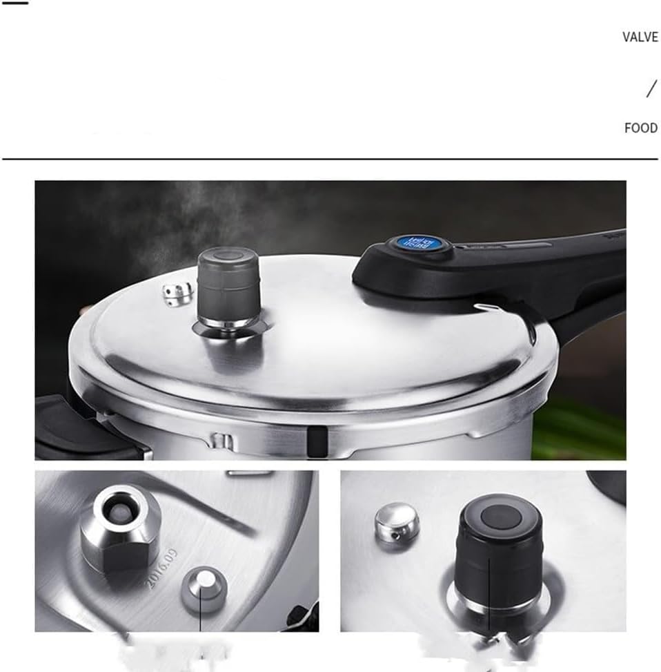 Close-up of pressure cooker valve and lid interior