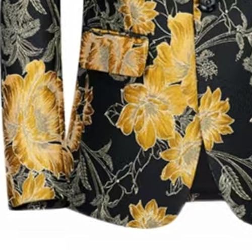 Mens Two Piece Luxury Printed Dress Suit 1 Button Floral Dinner Tuxedo Jacket & Pants Notched Lapel Sport Coats4