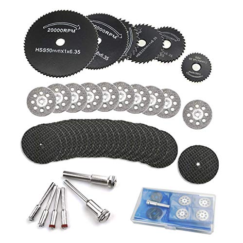 36 Pieces Cutting Wheel Set for Rotary Tool, Rotary Drill Saw Blades, 22 mm Diamond Cutting Wheel and Resin Metal Cutting Wheels Tools Wood Metal Stone Cutting