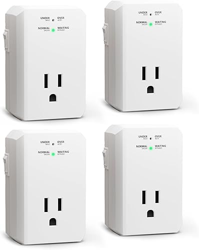 Miniatura 8 de BSEED Protector de sobretensiones de una sola salida, pequeño protector de sobretensiones con indicador de luz protegida para refrigeradores, PC,