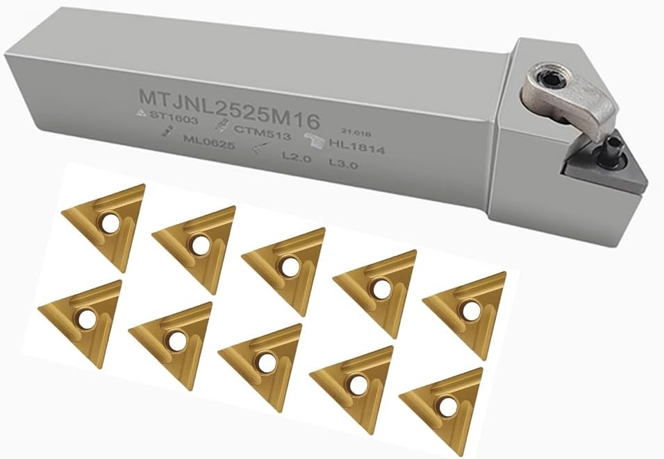 1pcs MTJNL2525M16+10PCS TNMG331L-S/TNMG160404L-S lathe external turning profile tool holder main character 93 ° Spring steel anti-seismic alloy knife bar