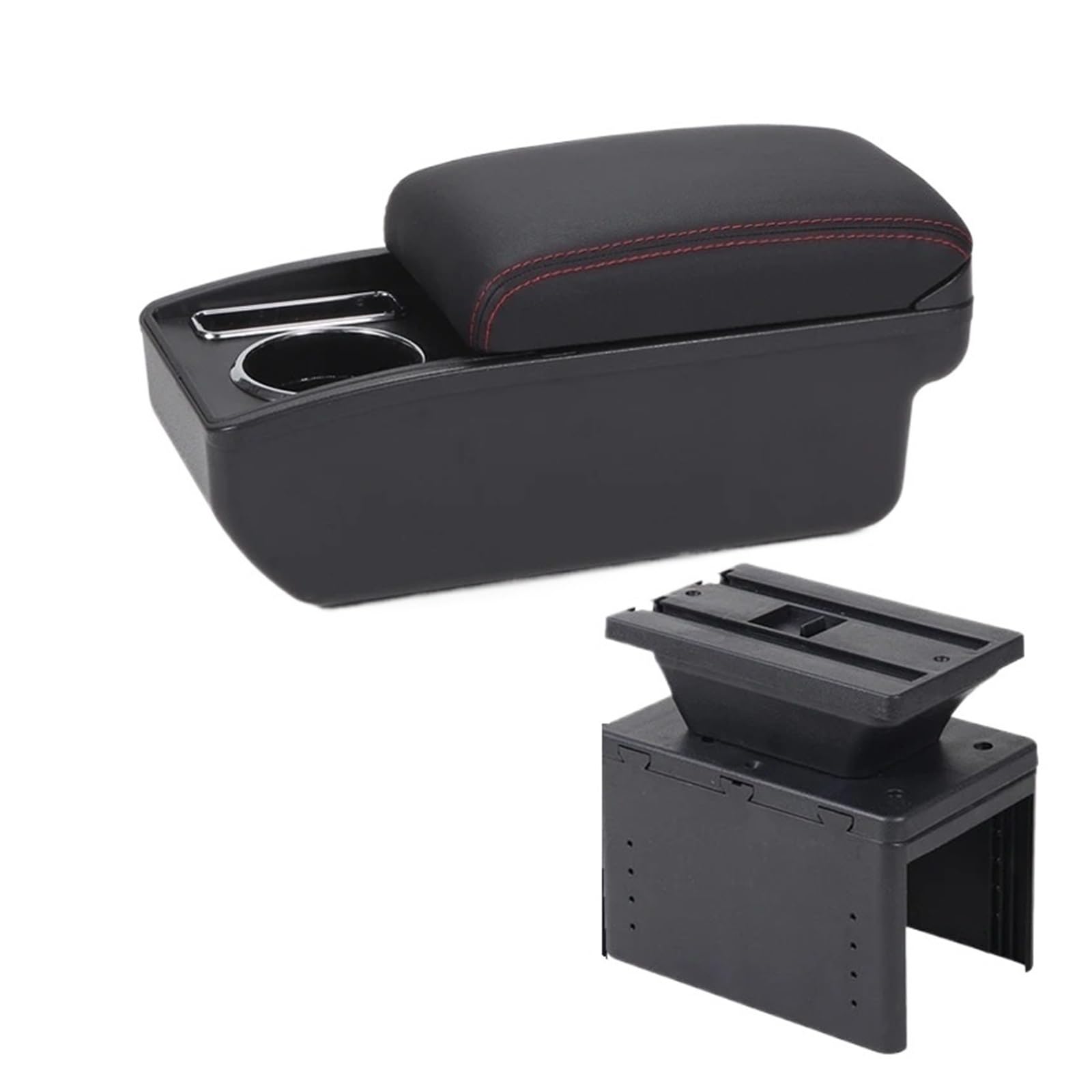 Hguvsjd Armrest Box For Hyundai I20 2021 2022 2023 2024 Armrest Interior Parts Center Console Storage Box Car Armrests(C Black red NO USB)