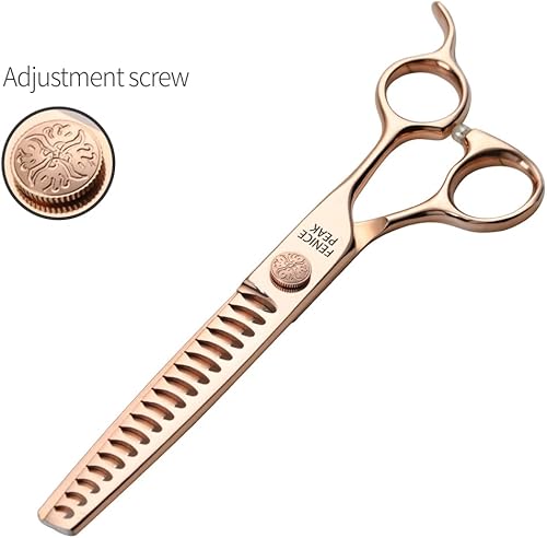 Miniatura 9 de Fenice Peak Tijeras de aseo para perros y gatos, color dorado champán 440C, de acero inoxidable, para perros y gatos, tasa de adelgazamiento del 35%