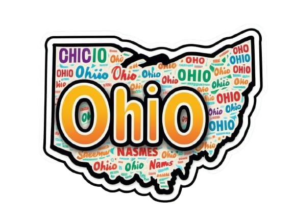Image of Ohio State Sticker Vinyl Decal Waterproof 5 Inch USA State Shape for Laptop Water Bottle Car Window Bumper Truck Travel Souvenir Gift