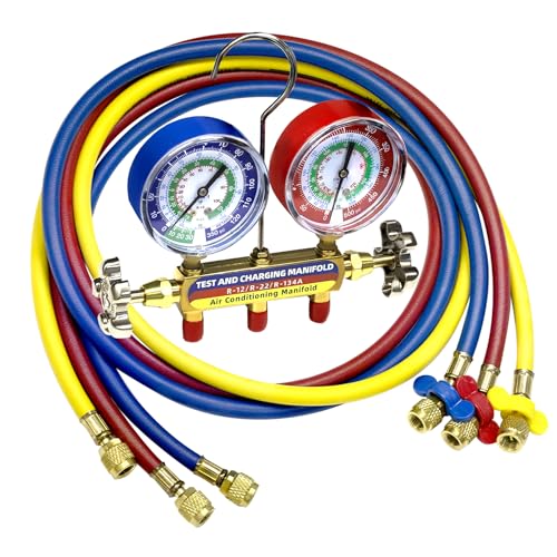 42007 Test and Charging Manifold with 3-1/8" Gauges, for R134A/R12/R22 by Hybrilis - Used condition - US$64.61