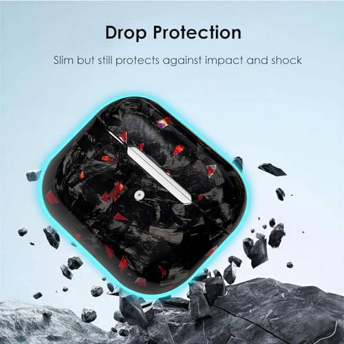 Fiberri Real Forged Carbon Fiber Case for AirPods Pro 2 (2022 Release) - Ultra-Thin & Lightweight Hard Shell Protective Cover - Supports MagSafe/Wireless Charging - Glossy Black/Red by Fiberri - Used condition - Image 5