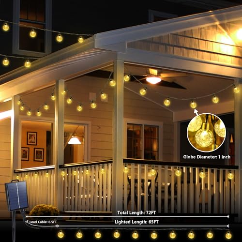 Joomer Solar String Lights Outdoor, 65FT 100LED Globe String Lights 8 Lighting Modes, Waterproof Solar Powered Patio Light for Garden Yard Porch Wedding Party Outdoor Decor (Warm White) by Joomer - Image 3