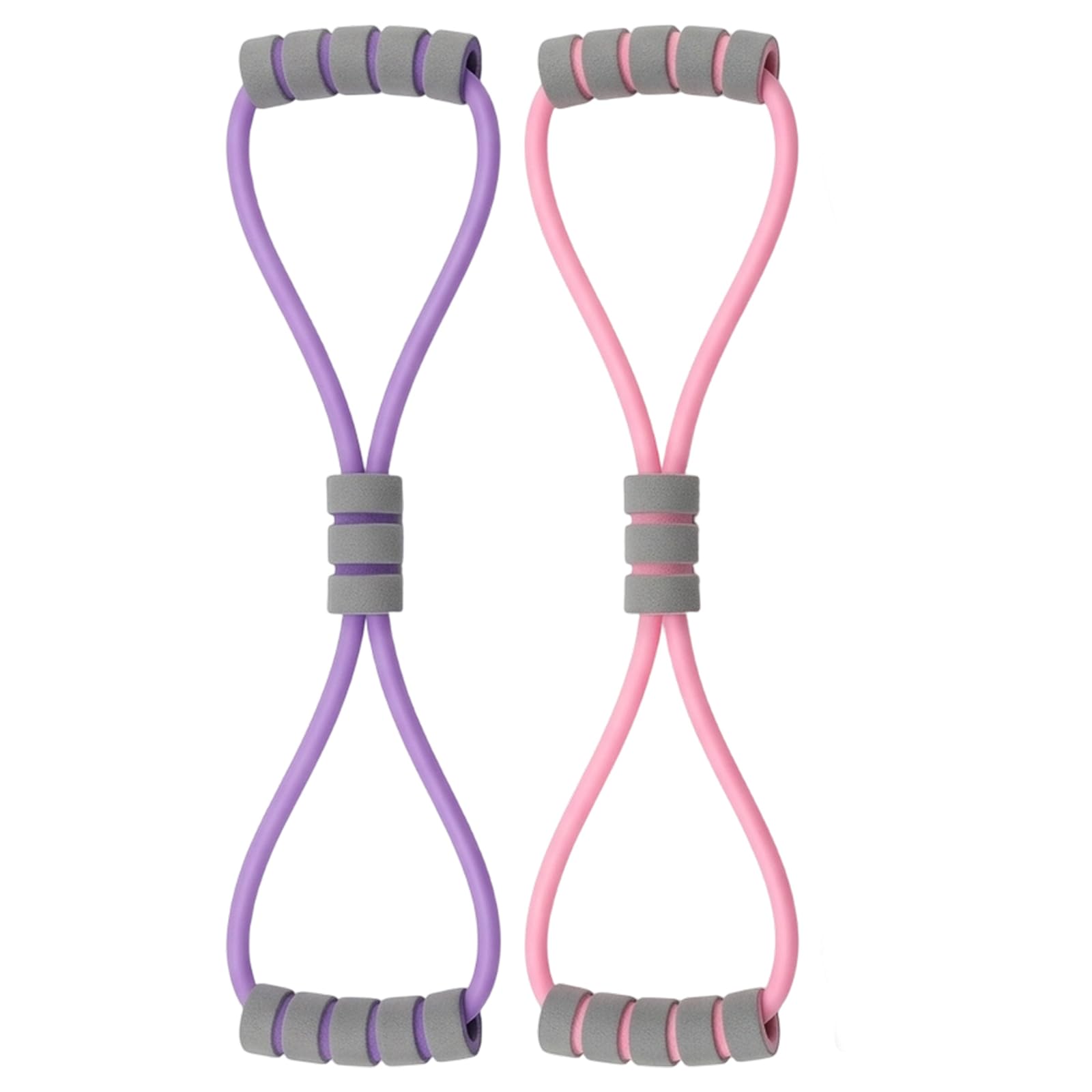 2Pcs Figure Resistance Bands with Handle, Figure 8 Resistance Bands for Arm and Shoulder Strength Training, Resistance Band Women for Portable Fitness Equipment(Purple and Pink)