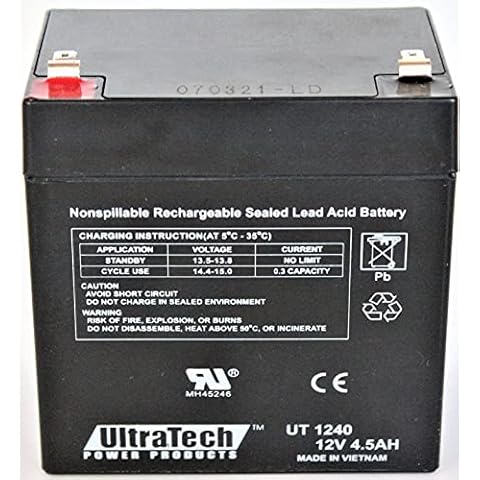 UltraTech UT-1240 / UT-1250-F1 12V, 4.5Ah Sealed Lead Acid Alarm Battery UT1240 UT-1250-F1 ISO9001 Cover