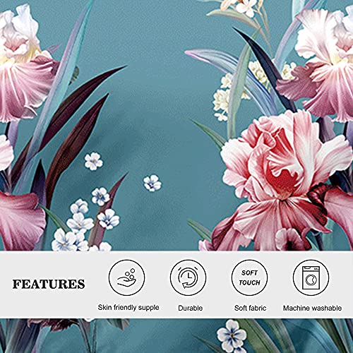 Shatex Twin Floral Comforter 2 Piece All Season Bedding Botanical Teal Comforter Floral Cottage Bed - Ultra Soft 100% Polyester– Twin Comforter Set With 1 Pillow Sham #TOP3