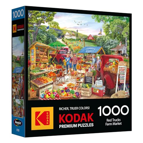 RoseArt - Kodak Premium - Red Trucks Farm Market - 1000 Piece Jigsaw Puzzle for Adults