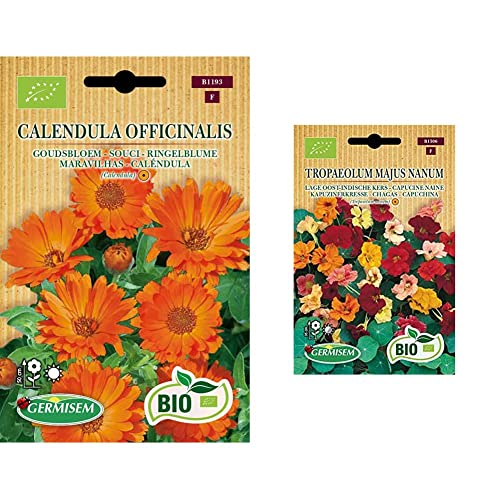 Germisem Biologico Calendula Officinalis Semi di Calendula 2 g & Biologico Tropaeolum Majus Nanum Semi di Nasturzio 3 g